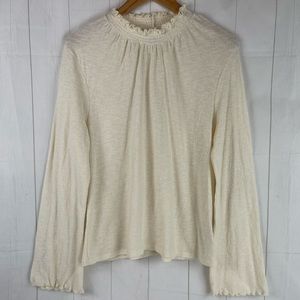 Madewell Texture & Thread Ruffle Long Sleeve Blouse Size XL